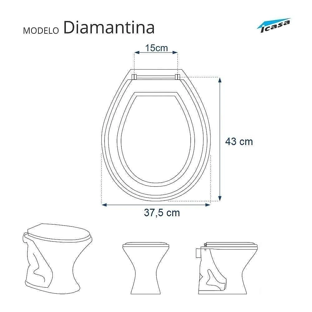 Assento Sanitário Diamantina Areia Alongado Plástico Fechamento Suave Bege Pontto Lavabo webcontinental-7899983602362