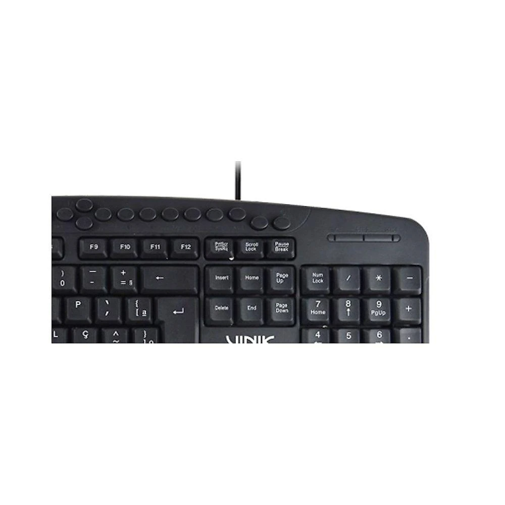Teclado USB Multimídia Dynamic 107 Teclas ABNT2 Resistente a Respingos Preto Vinik