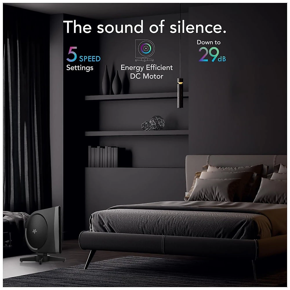 Ventilador de Torre Oscilante, Estilo Moderno com 5 Velocidades, Silencioso, Controle Remoto e Digital, 110V, Vornado, Preto 110v