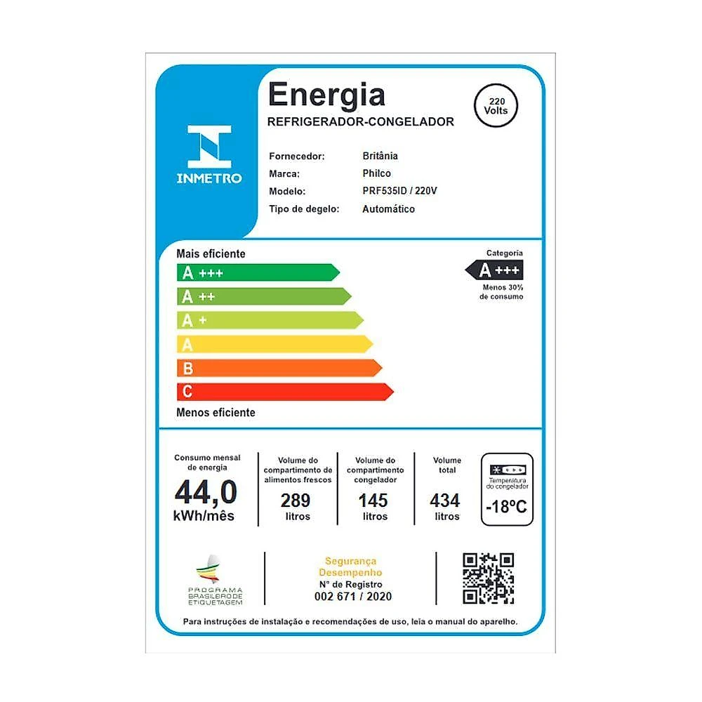 Geladeira 434L Philco Smart Cooling Side by Side PRF535ID 220V