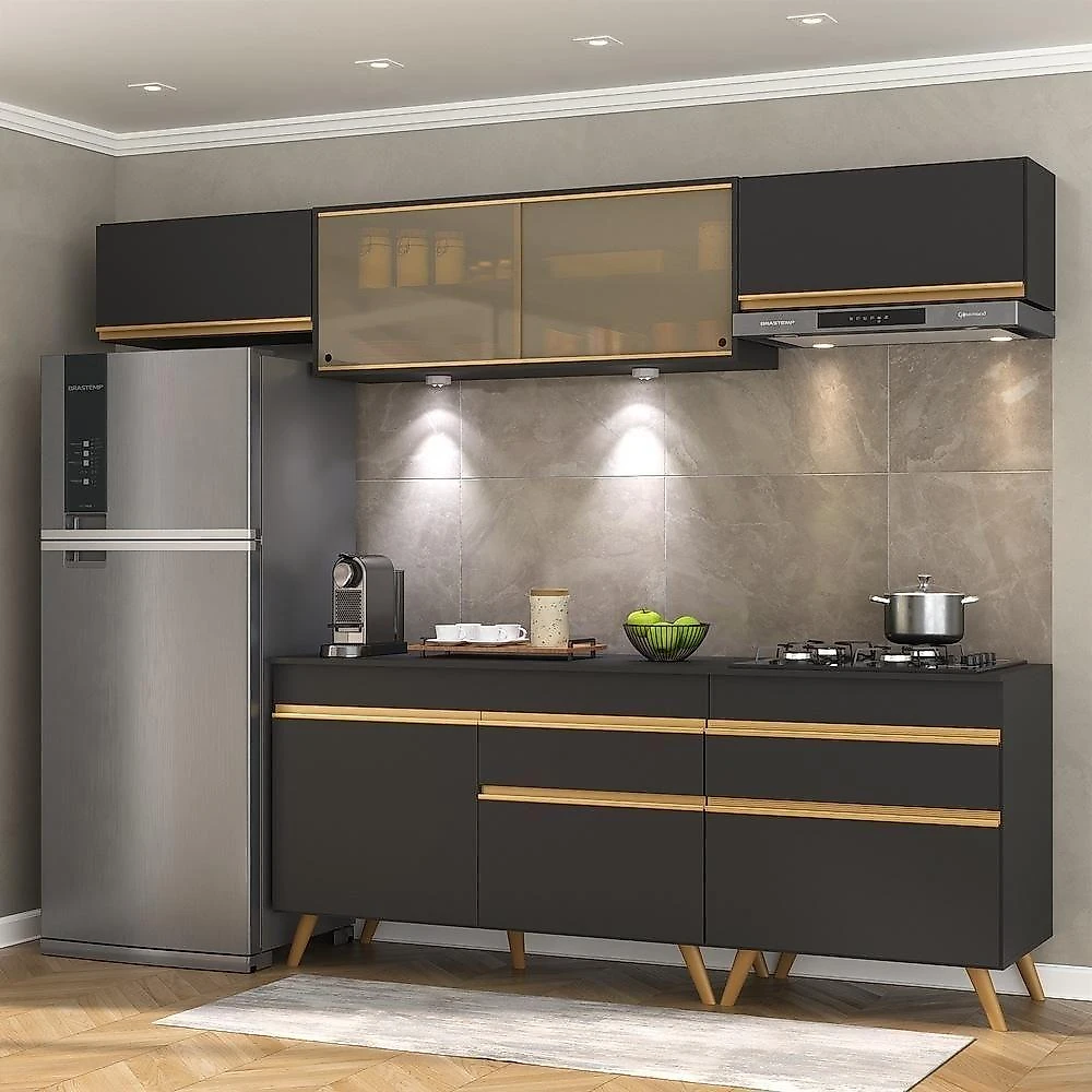 Armário De Cozinha Completa 260cm Multimóveis V2033/dourado
