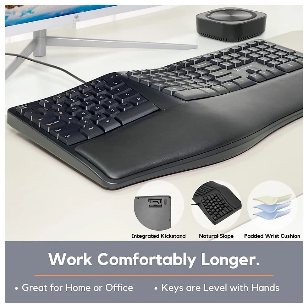 X9 Performance Teclado Ergonômico Dividido com Fio Recarregável Reduz a Tensão das Mãos com Teclas Programáveis, Preto