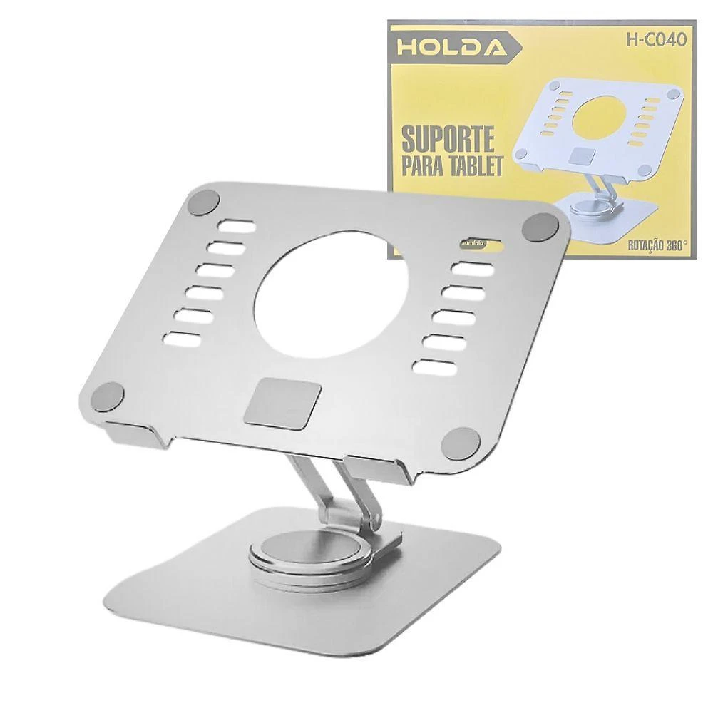Suporte de Mesa Articulado para Tablet e Celular com Rotação 360 Cinza Holda