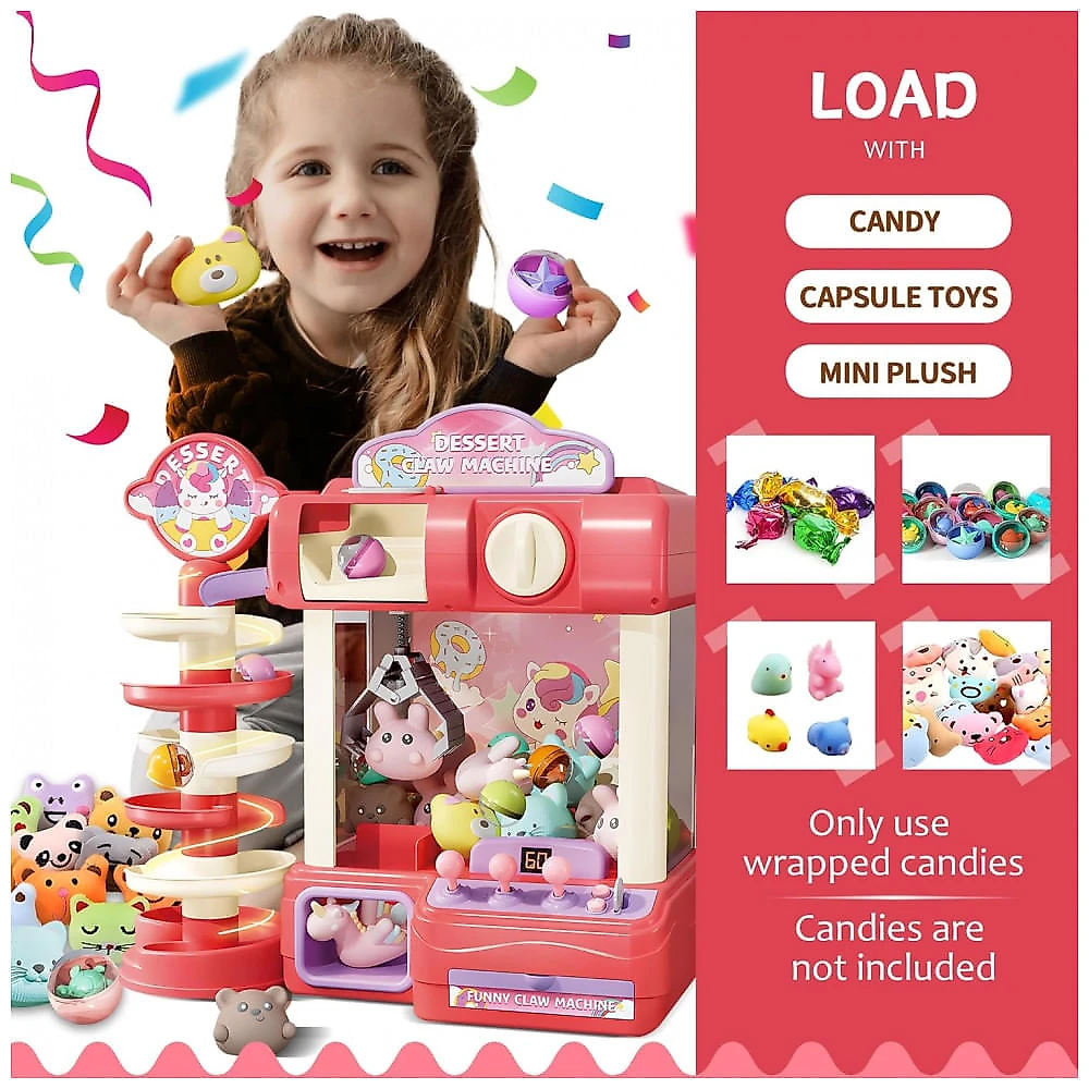 Máquina de Garra ROHSCE Azul, Brinquedo Arcade Infantil com Luzes e Sons, Vending de Doces para Crianças de 6 a 12 Anos