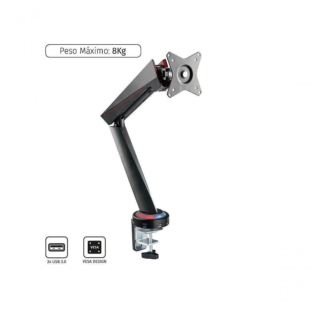 Suporte para Monitor Pcyes PSGAM1732 para Telas de 17" a 32" com USB e Ajuste de Inclinação