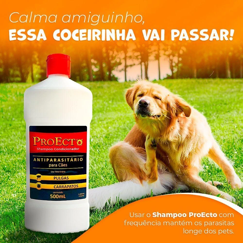 Proecto Shampoo Condicionador Para Cães Contra Pulgas E Carrapatos