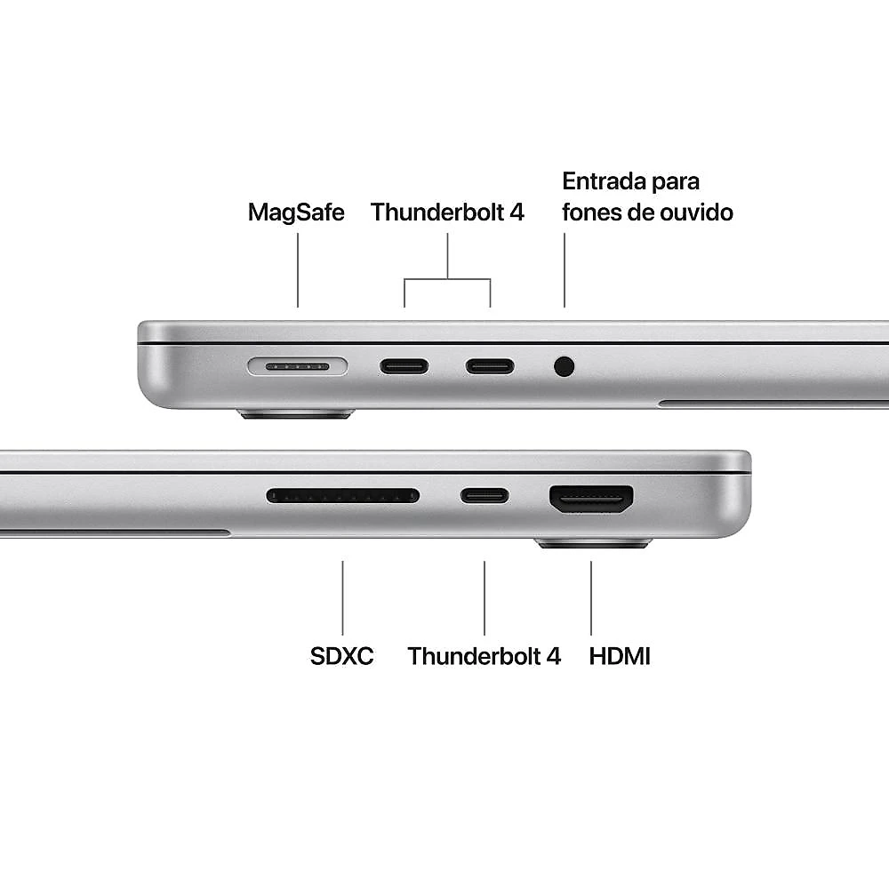 Apple MacBook Pro 14", M5, CPU de 10 núcleos, GPU de 10 núcleos, 24GB RAM, 1TB SSD - Prateado
