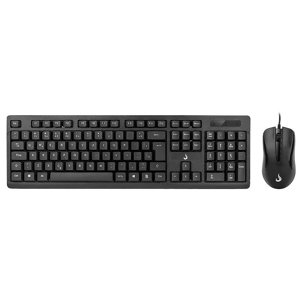 Teclado e Mouse Rise Mode Office OF 01, USB, ABNT2, Preto - RM-TM-01-FB