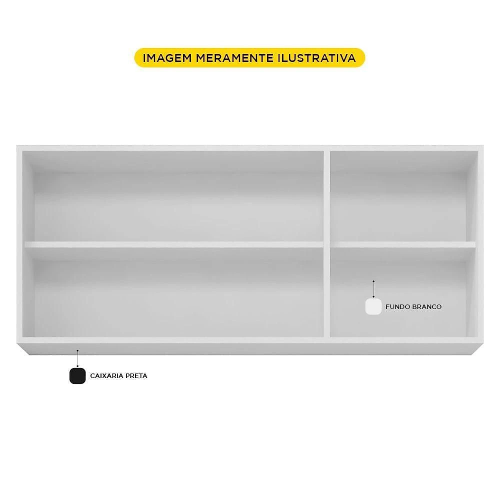 Cozinha Planejada Lux 3 Peças 100%mdf Balcão Gabinete Sem Tampo 119cm 3 Gavetas Preto - Abmaza