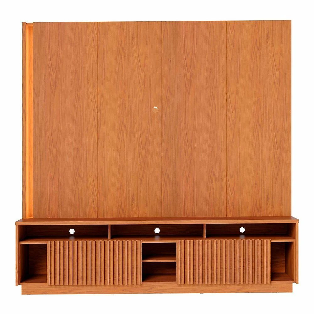 Estante Painel Tv 75 Pol Com Led 200cm Mafra Freijó C05 Mpozenato