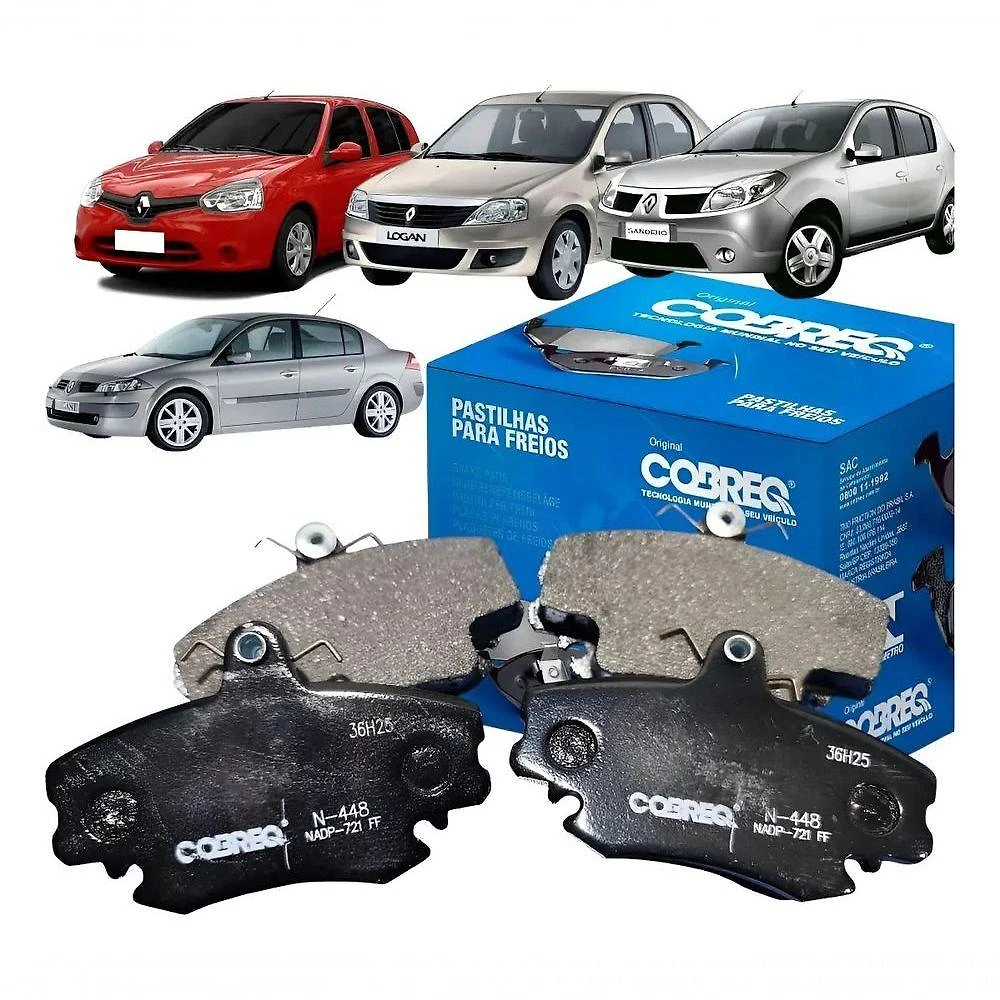 Pastilha Freio Dianteira Cobreq N448 para Clio Logan Megane Sandero Composto Cerâmico Cobreq