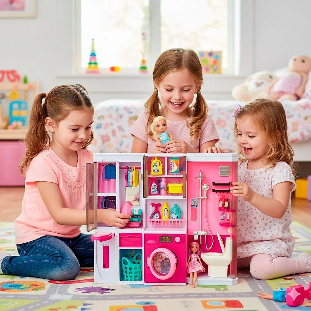 Brinquedo Lavanderia Casinha Boneca Luz Som Interativo