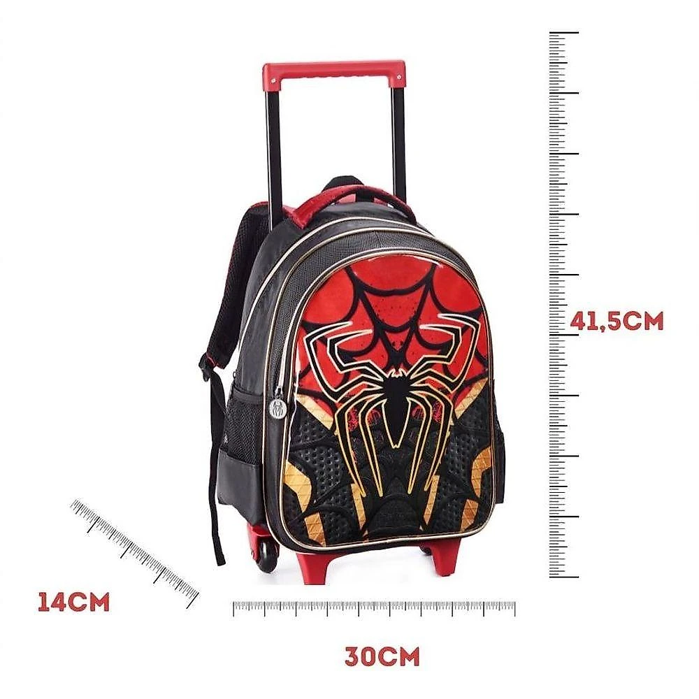 Mochila Rodinha Homem Dark Spider Aranha Estojo Lancheira