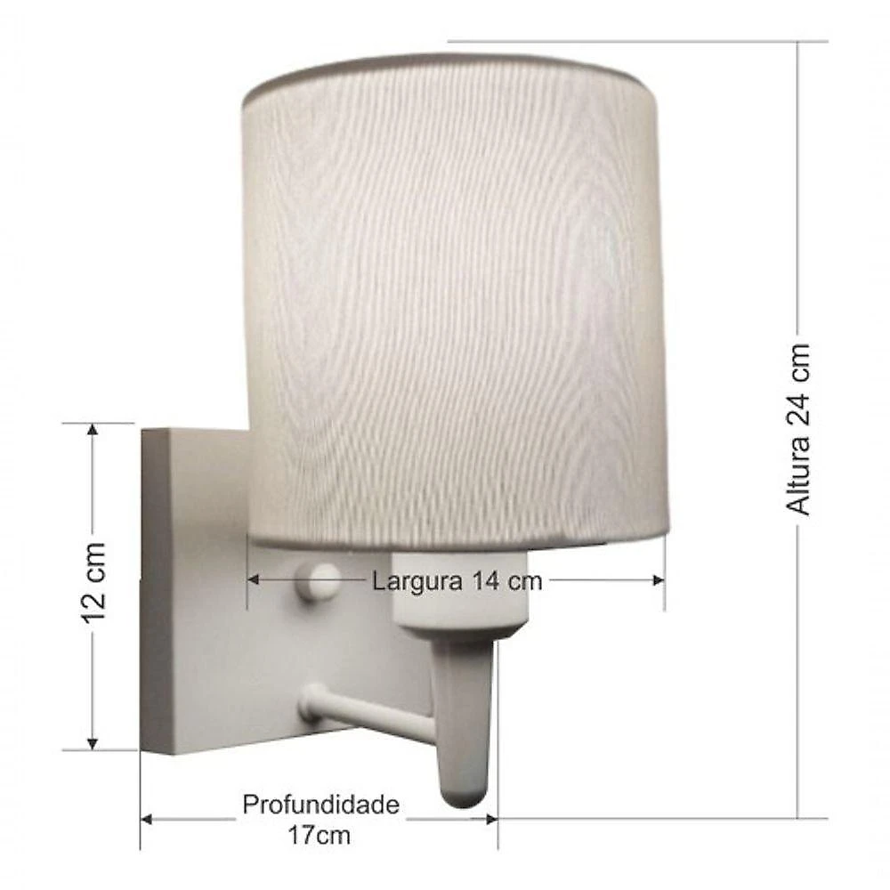 Arandela Quadrada Md-2033 Branco Cúpula Em Tecido Cilíndrica Branco - Bivolt