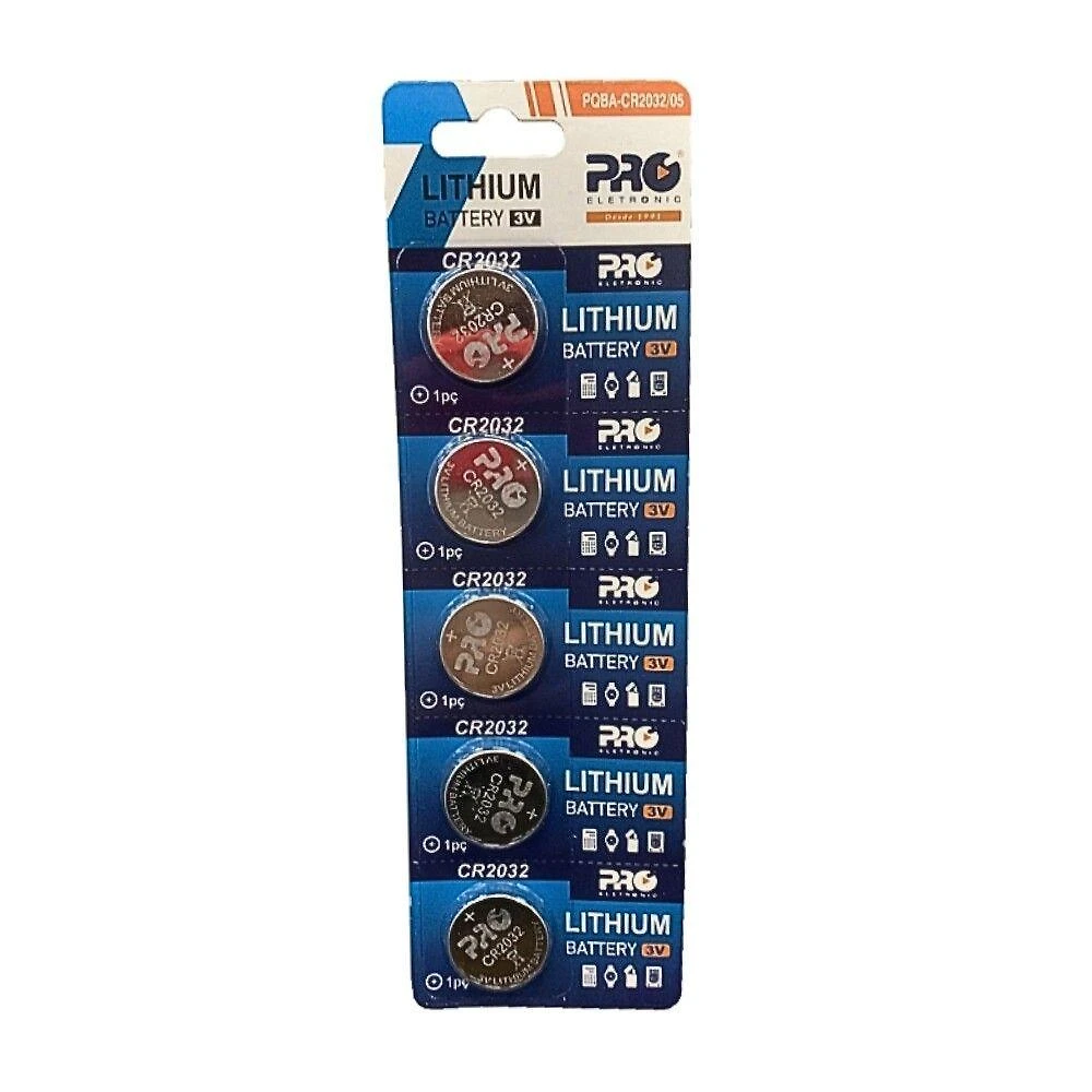 Kit 5 Baterias CR2032 Proeletronic PQBA-CR2032-05 Lítio Moeda