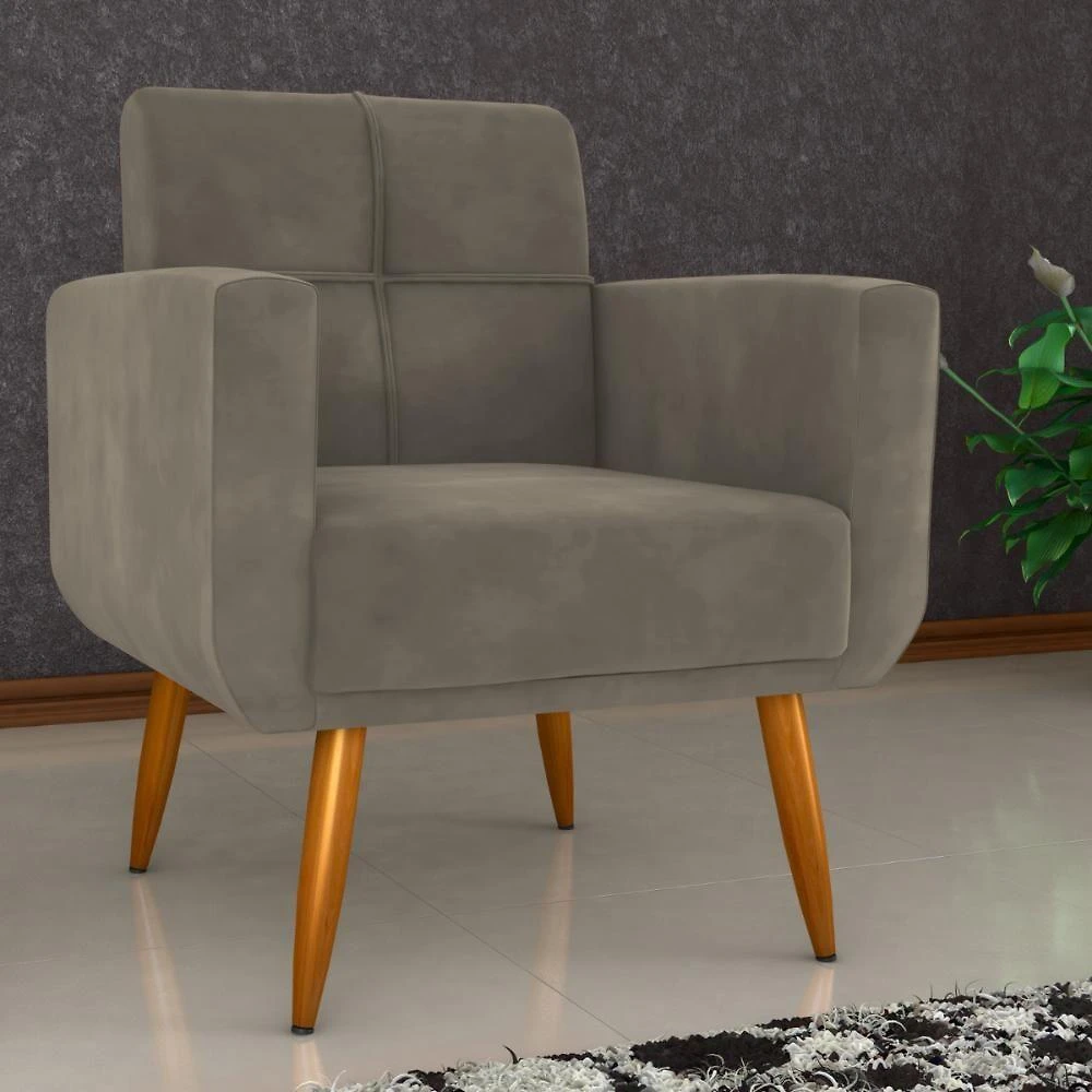 Poltrona Decorativa Juan Veludo Cappuccino