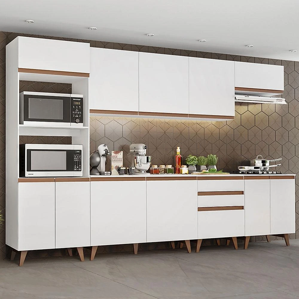 Cozinha completa madesa reims 320002 com armário e balcão - branco