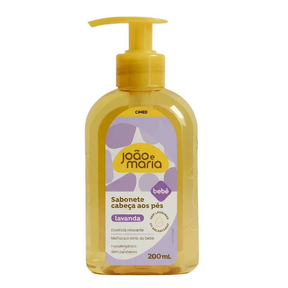 Sabonete Cabeça aos Pés Líquido Bebê João e Maria Lavanda 200ml
