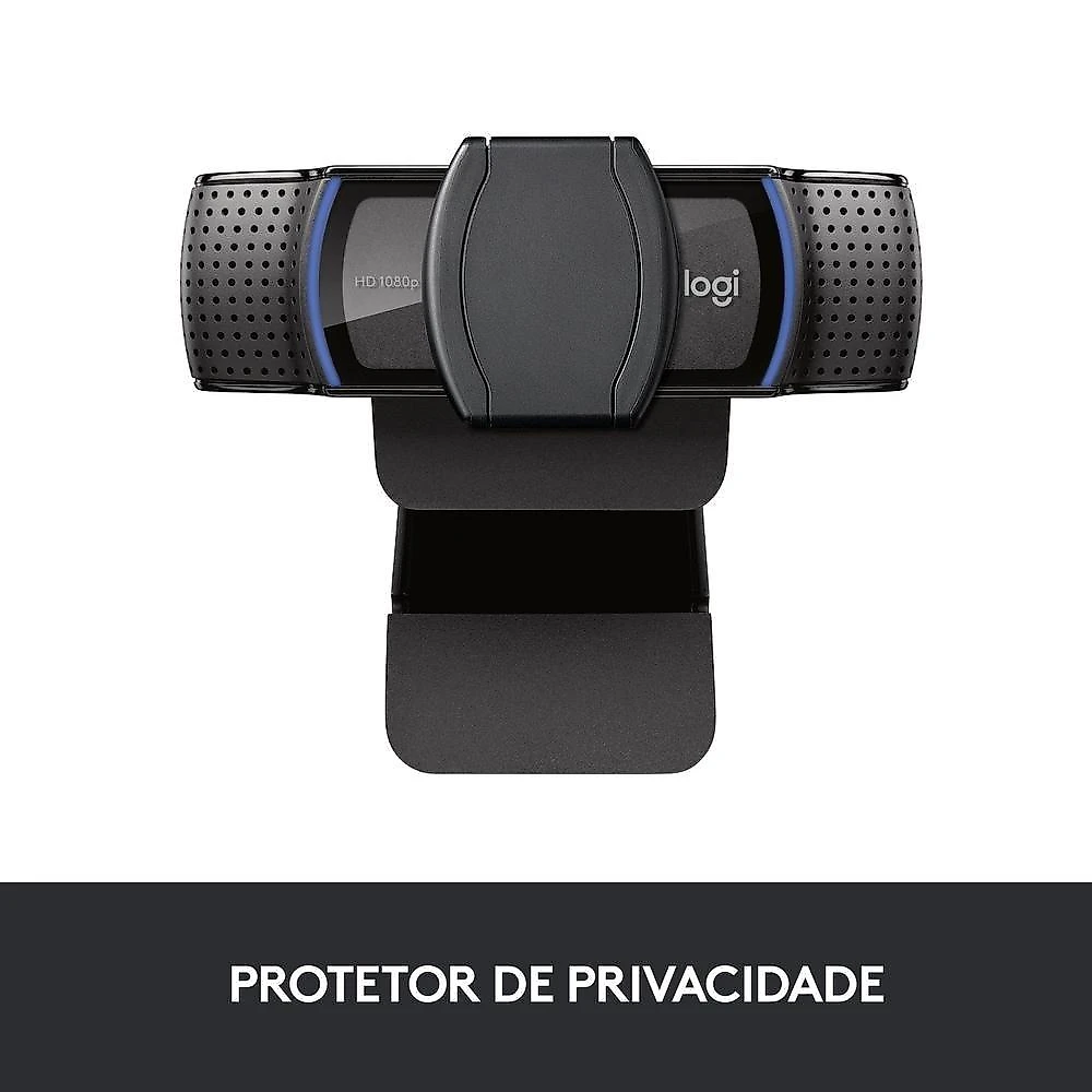 Webcam Full HD Logitech C920s com Microfone Embutido, Proteção de Privacidade, Widescreen 1080p, Compatível Logitech Capture - 960-001257