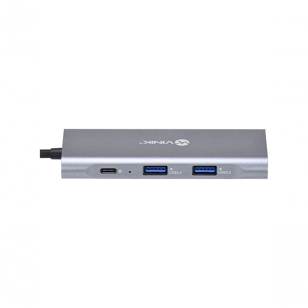 Hub USB Tipo C HC-7 7 em 1 com 3 USB 3.0, Leitor SD-TF, HDMI 4K 30HZ e Power Delivery 60W Vinik