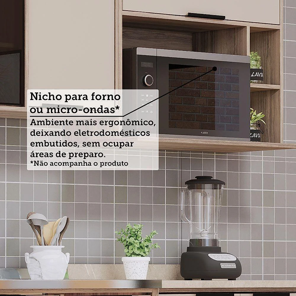 Cozinha Modulada Compacta 4 Peças Sem Tampo Aspen Luciane Mó Vanilla/beige