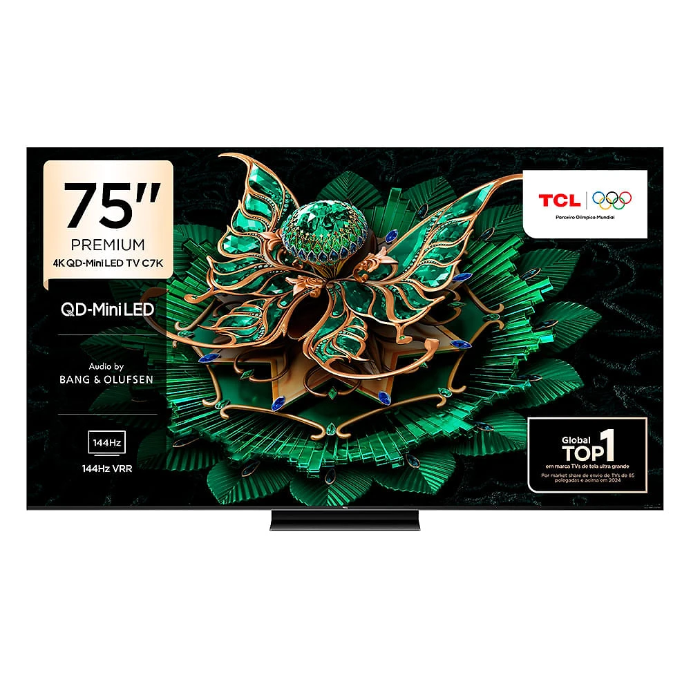 Miniatura Smart TV TCL QD-Mini LED 4K 75" Polegadas com Google Assistente, Dolby Vision IQ e Wi-Fi - 75C7K Bivolt