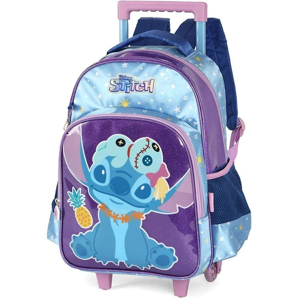 Mochila Escolar com Rodinhas Luxcel Stitch Scrump Disney Violeta Infantil