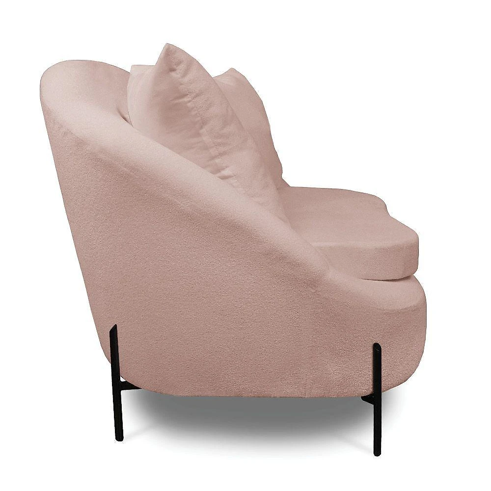 Poltrona Decorativa Orgânica Pé De Metal Preto Zaya Bouclê Rosê C05 - D'rossi