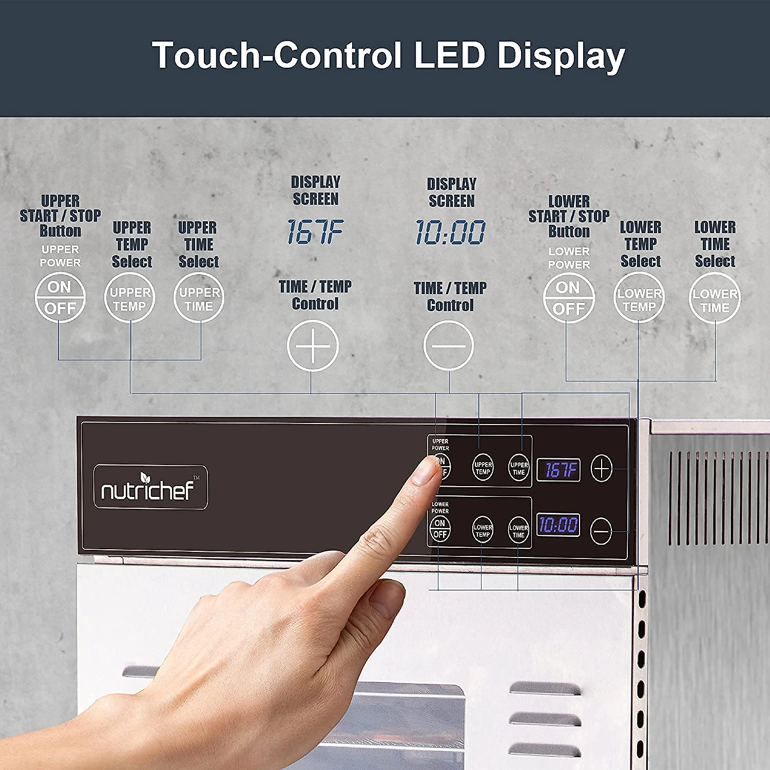 NutriChef Máquina Desidratadora de Alimentos Comercial com 20 Bandejas 2000W110V Prata