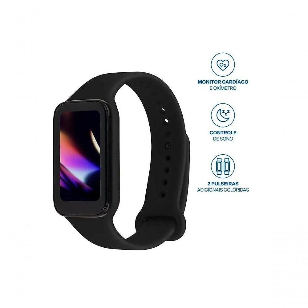 Smartband Multilaser B2 WR200 Tela 1,47 com Monitoramento de Saúde Preto