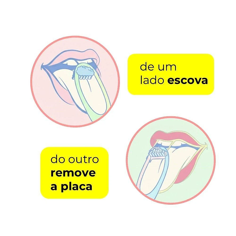 Kit Limpador de Língua com Escova Dentalclean Hálito Fresco 2x1 Remove Placa 3 Unidades