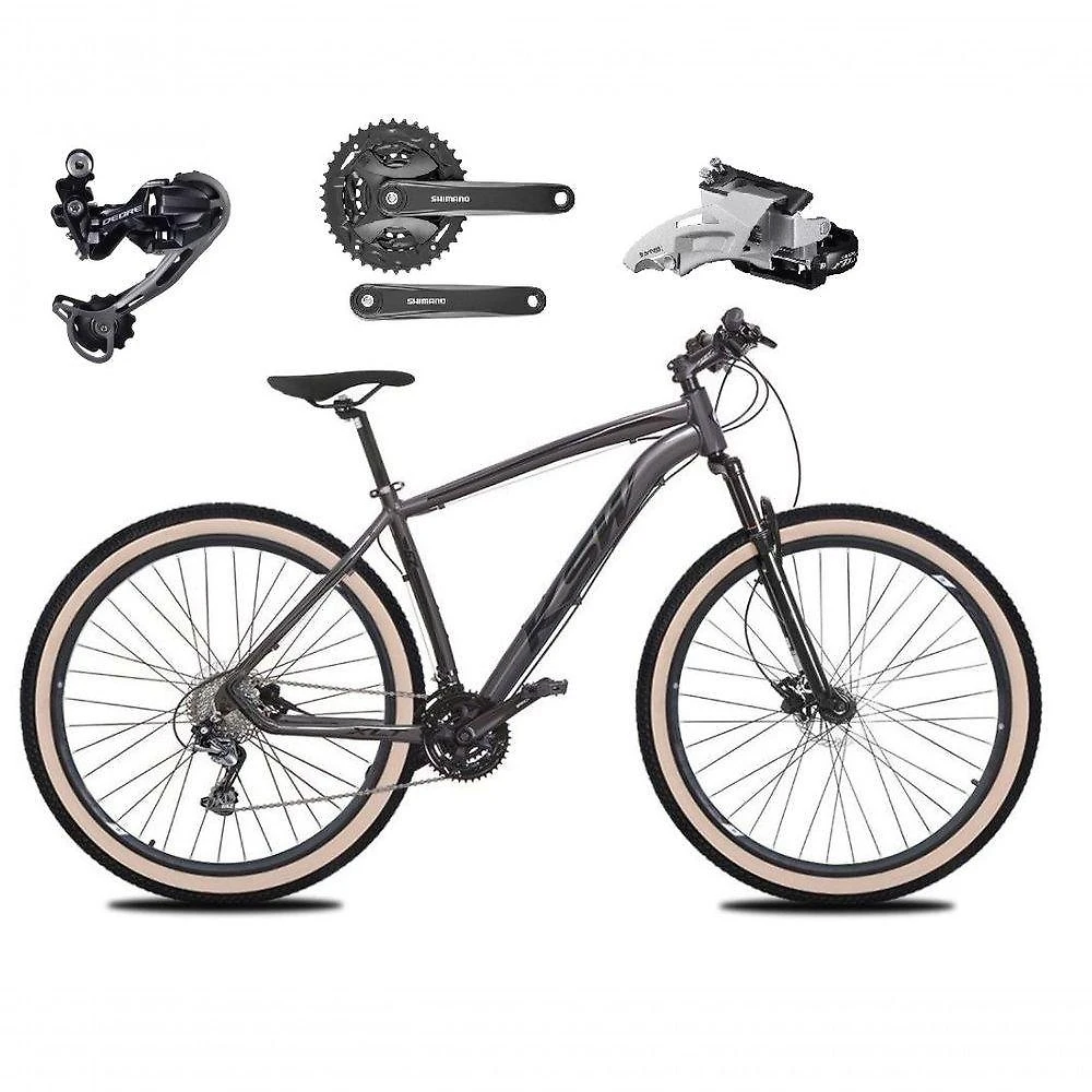 Bicicleta Aro 29 Ksw Xlt Deore E Altus 27v Freio Hidráulico Garfo Trava Pneu Faixa Bege - Grafite Tam.19