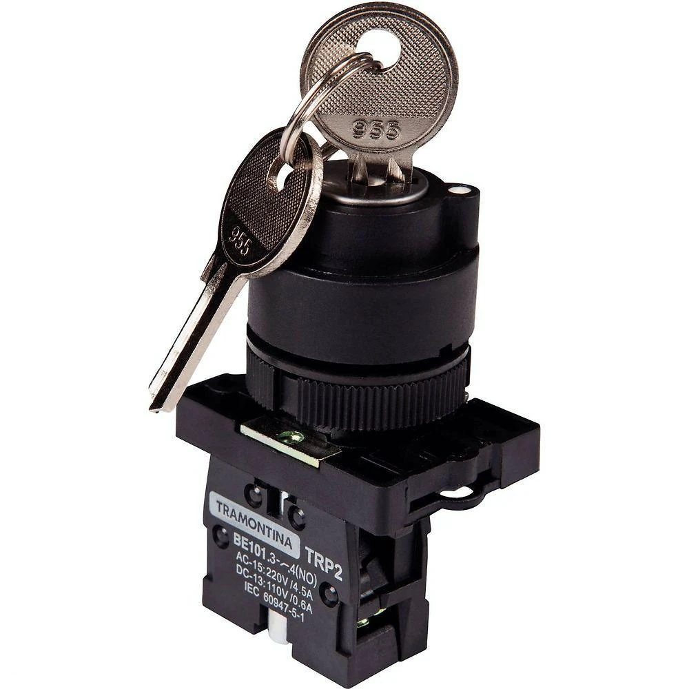 Botão Seletor Com Chave Tramontina Trp2-eg21 1na Duas Posições Base De Plástico Tramontina