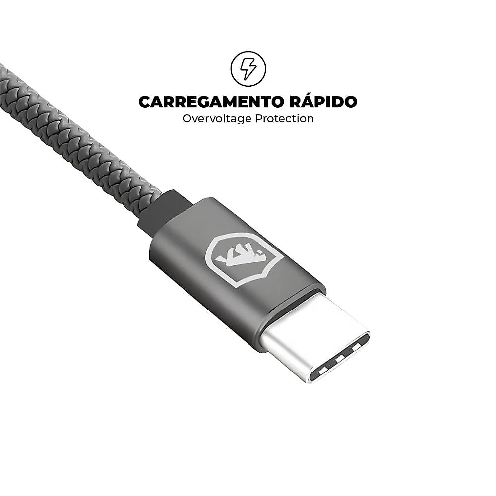 Cabo Symetric - Tipo C / Tipo C - 1,5M + Carregador de Parede Turbo Duplo - Gshield
