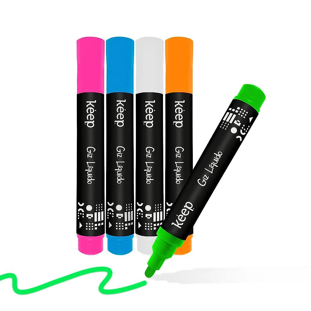 Giz líquido 4.5mm com 5 cores keep - mr052 multicolor