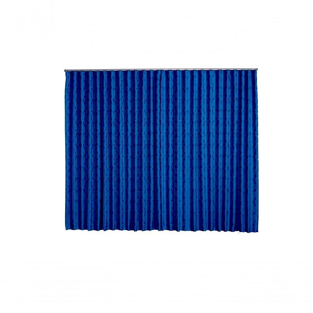 Cortina Jacquard 2,80x2,50 Para Trilho Suíço Azul