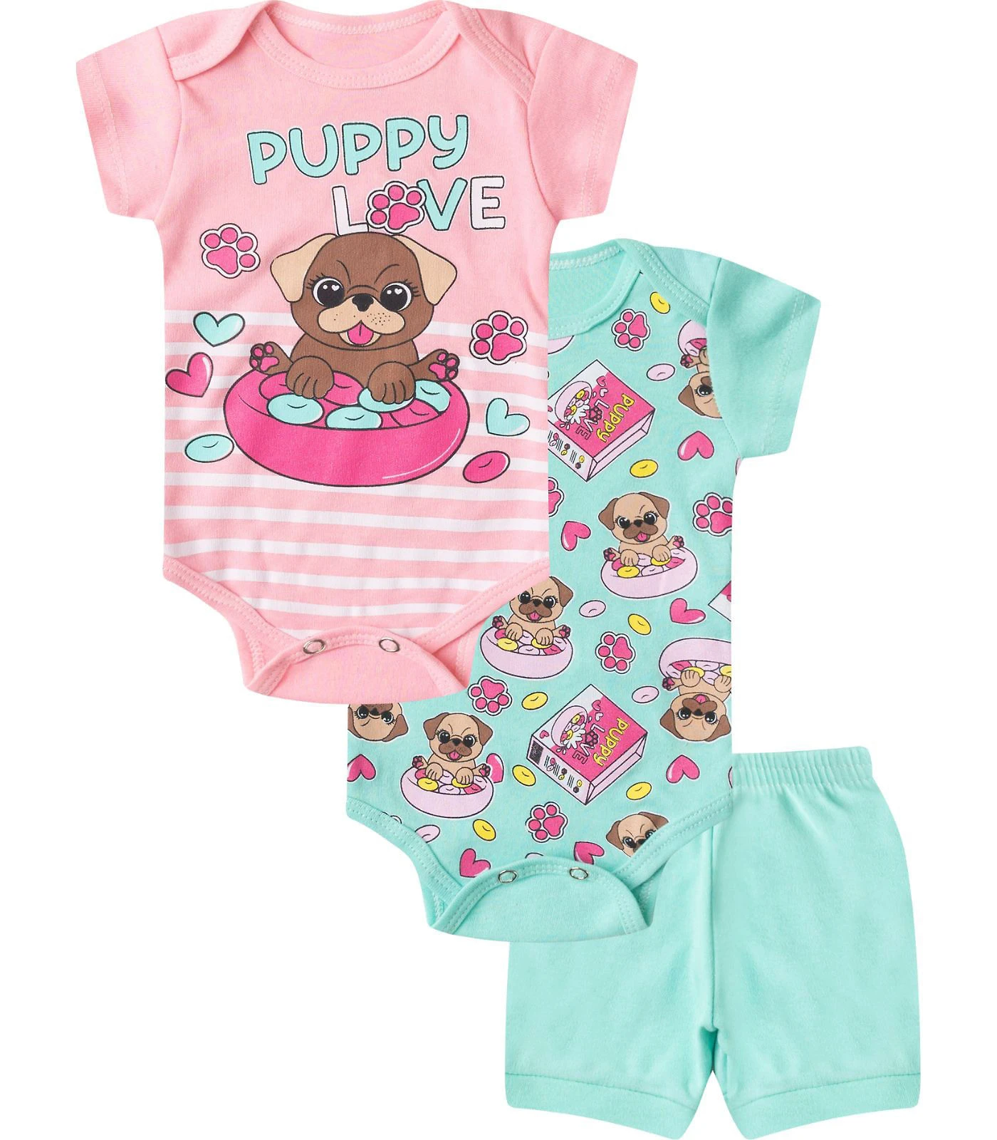 Kit Body Infantil Curto 3 Peças Select Rosa