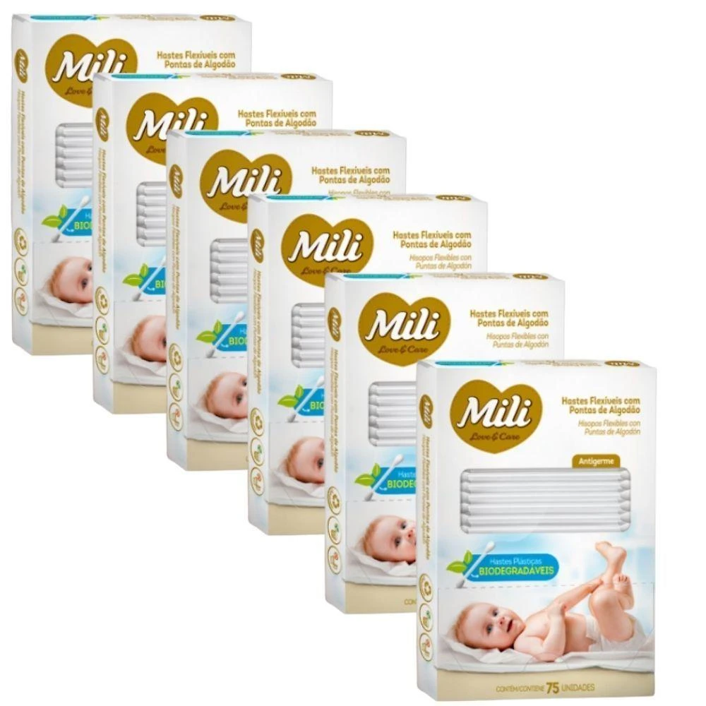Cotonete Love & Care Biodegradavel 6 Caixas C 75 Unidades Total 450 Mili