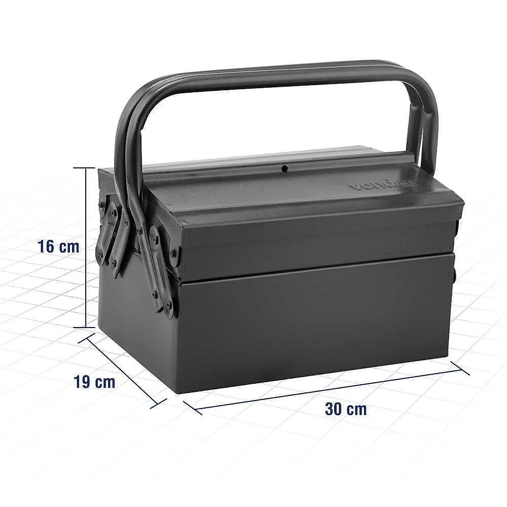 Caixa para Ferramentas Sanfonada de Metal 3 Gavetas 30 19 e 16cm 6115301916 Vonder