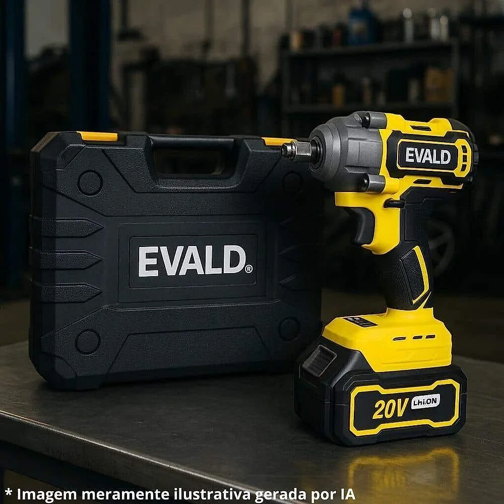 Chave de Impacto 1-2 Pol 20V Brushless Ev-3500 com 2 Baterias 4,0Ah e Maleta Evald