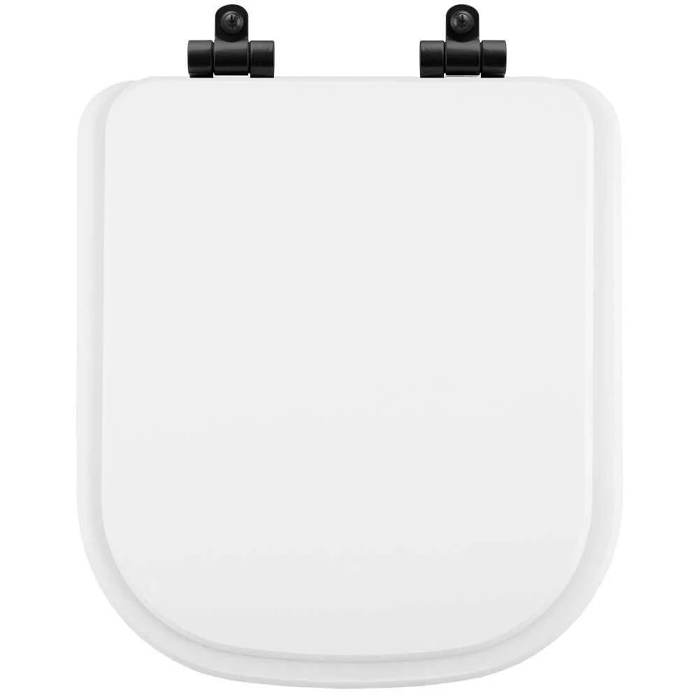 Assento Sanitário Poliéster Soft Close Quadra Branco Para Vaso Deca Com Ferragem Preta