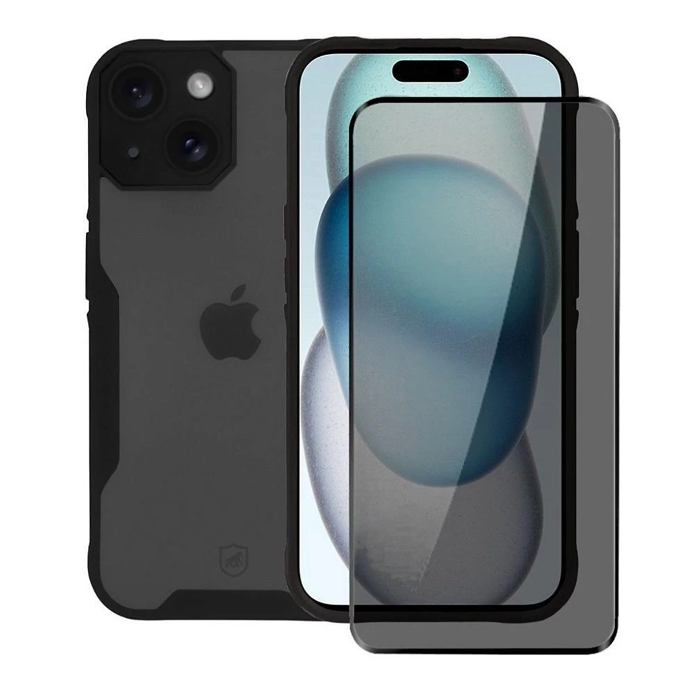 Kit Capa Dual Shock Sense E Pelicula Defender Pro Privacidade Para Iphone 15 - Gshield