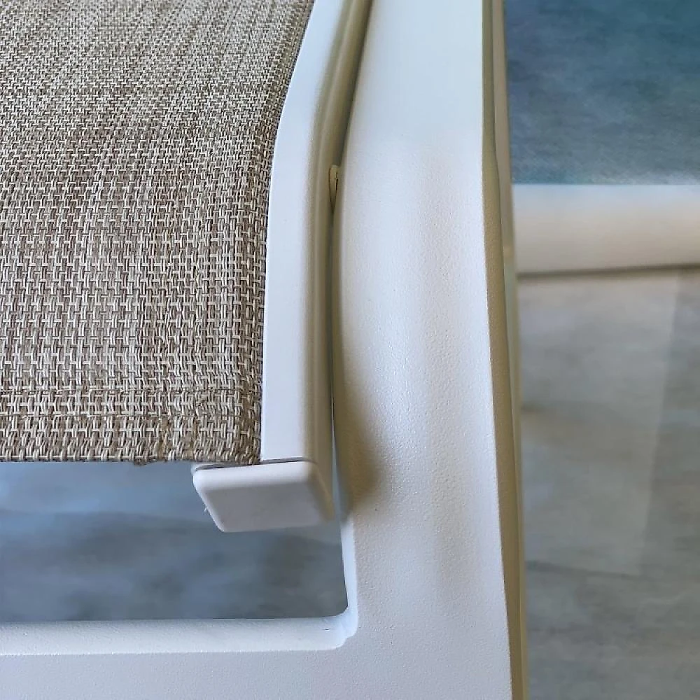 Conjunto 3 Espreguiçadeiras Reclináveis em Alumínio e Tela Sling Cannes Branco