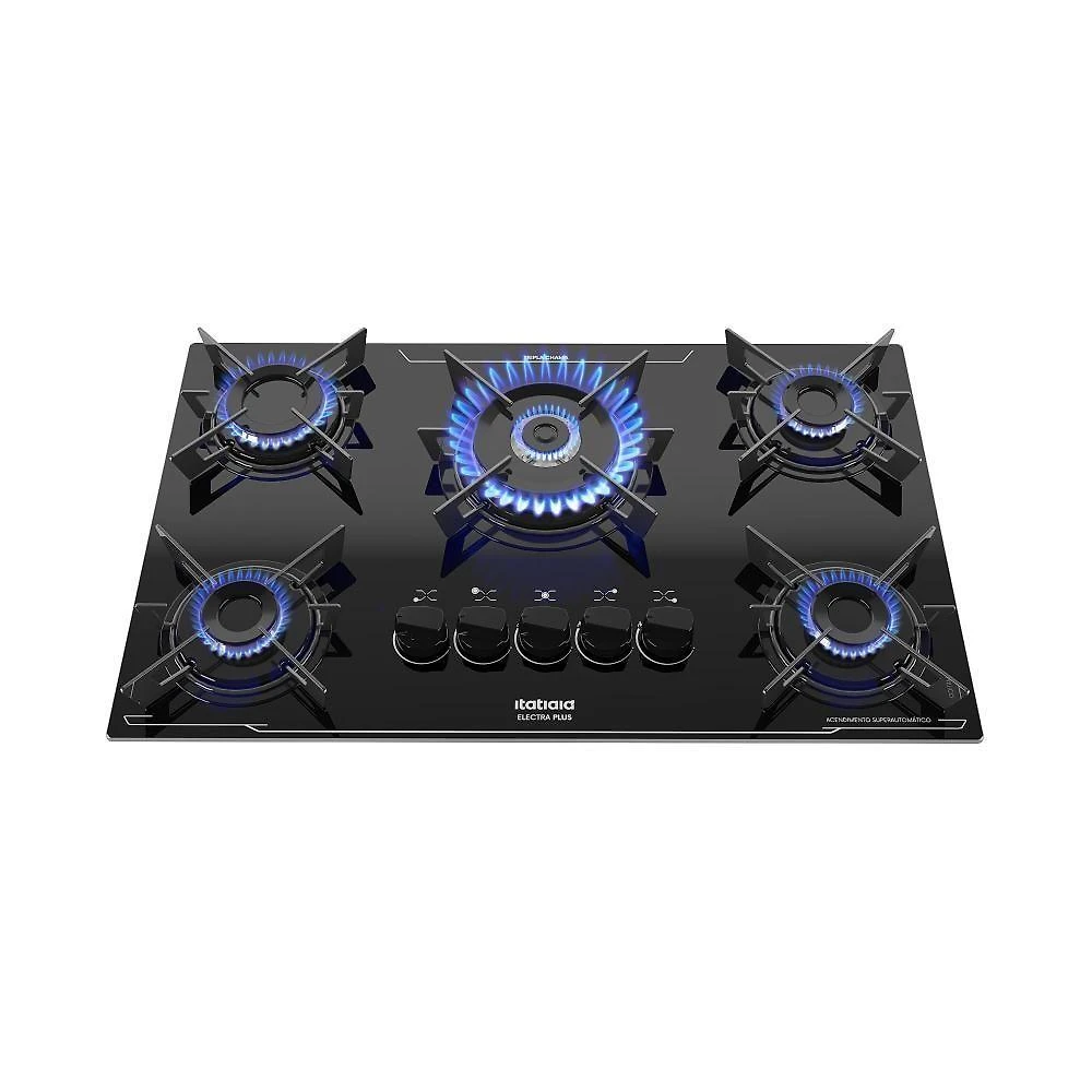 Cooktop à Gás 5 Bocas Itatiaia Electra Plus Tripla Chama Preto Bivolt