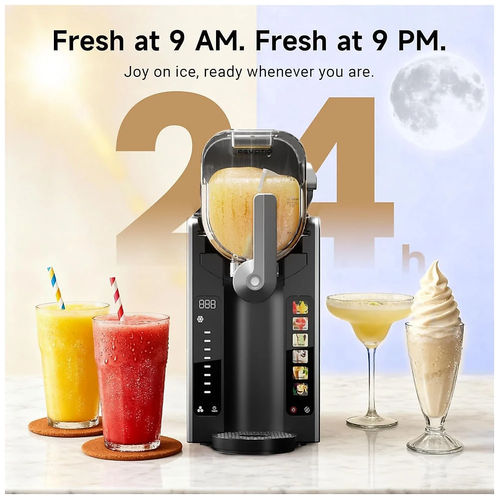 Máquina de Slush Raspadinha REVOTIO RV-S1 2,6L Frozen 6 Programas Auto Limpeza LED 240V