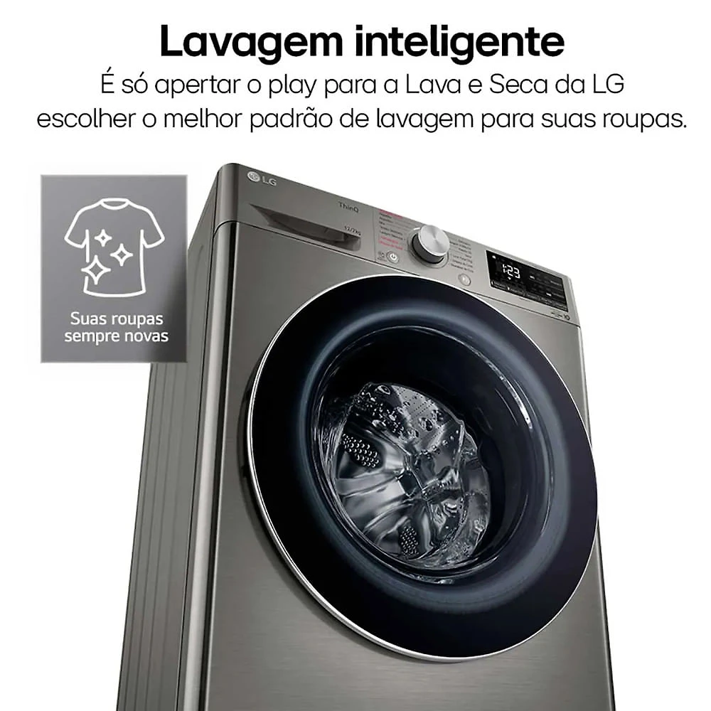 Miniatura Lava e Seca Smart LG VC4 12kg Look com Inteligência Artificial AIDD CV5012PC4 Inox - 110V