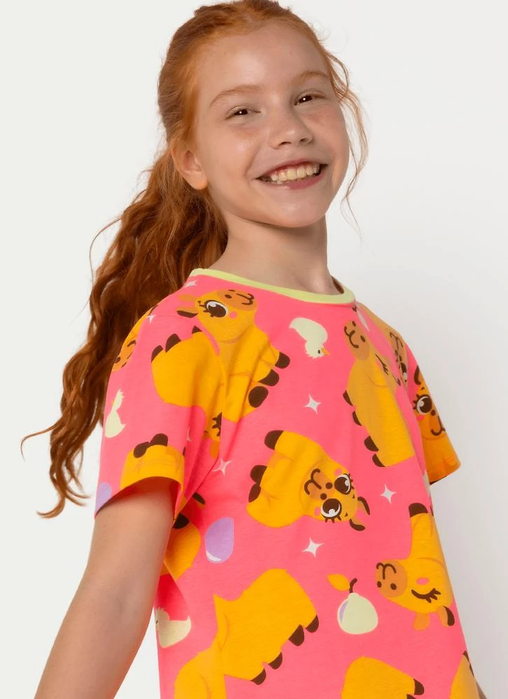 Camisola manga curta algodão menina teen capivara vibes