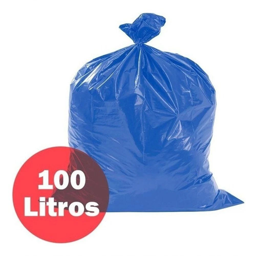 Saco de Lixo para Coleta Seletiva 100 Litros 100 Unidades Polietileno Reciclado Alta Resistência