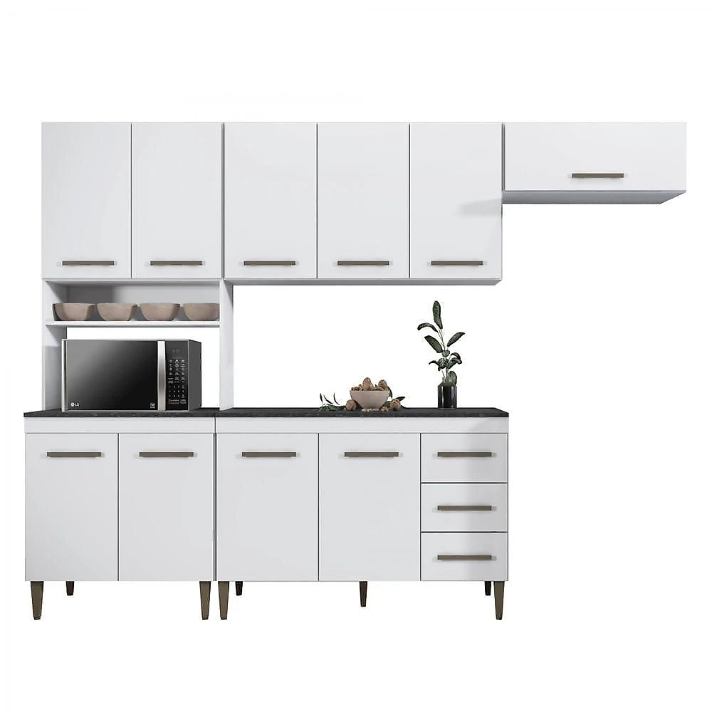 Cozinha Completa 10 Portas 3 Gavetas Atenas Kaiki Moveis Branco