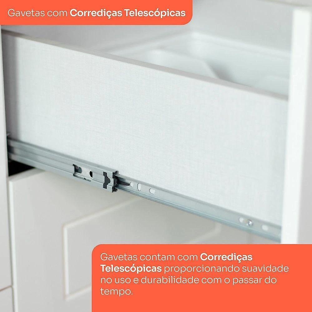 Cozinha Compacta 2 Peças Americana 5 Portas 3 Gavetas 100% MDF Branco webcontinental-7890022176202